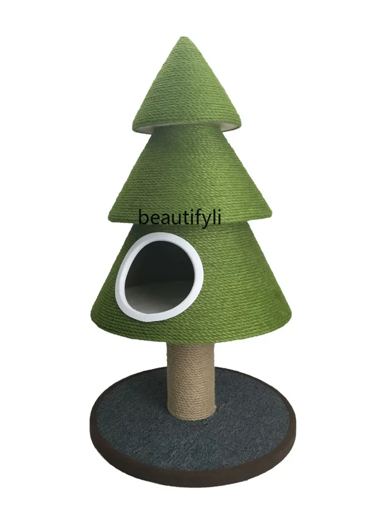 Climbing Frame Christmas Tree Scratching Board Sisal Hemp Rope Pine Grinding Claw Climbing Integrated Scratching Post Cat Nest