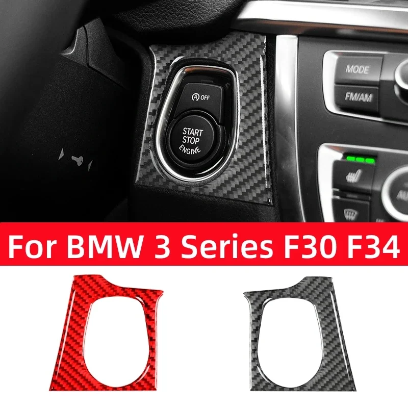 

Для BMW 3 серии GT F30 F34 2013-2017 аксессуары из углеродного волокна, рамка для запуска и остановки автомобиля, кнопка включения зажигания, накладка на рамку, наклейки