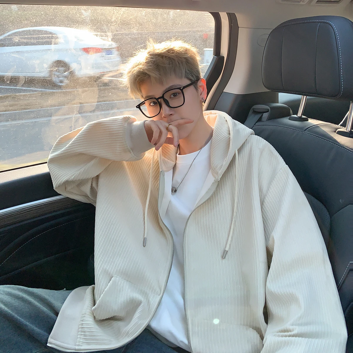 

Мужская вельветовая толстовка-кардиган на молнии, свободный крой, оверсайз, плотная, весна-осень, модный бренд, полиэстер