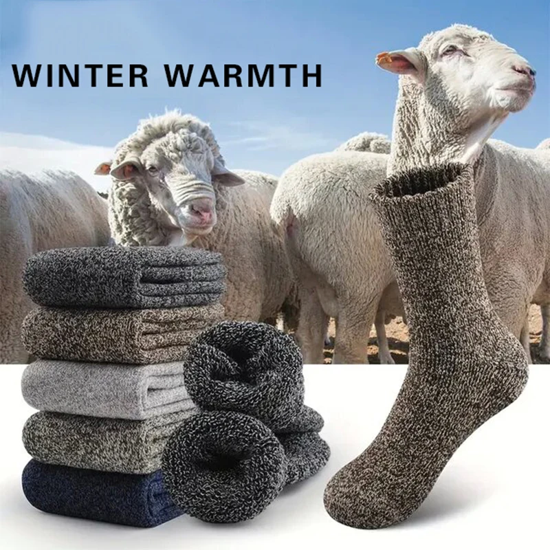 Hot selling Men\'s autumn  winter socks solid warm long socks with thick towel sole heating socks cold Uggs socks for man gift