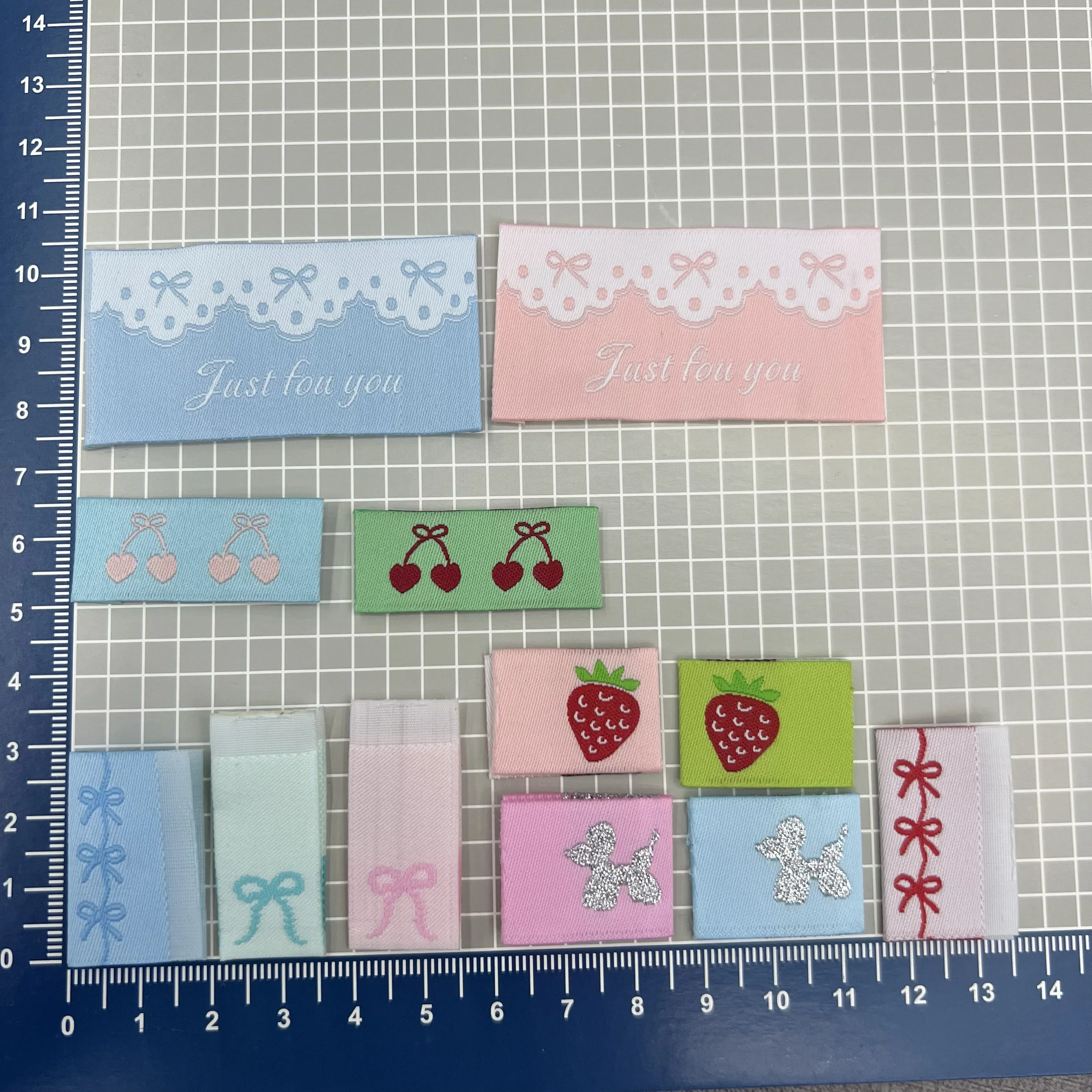 bow small side label handmade cloth half fold label sewing DIY accessories weaving label
