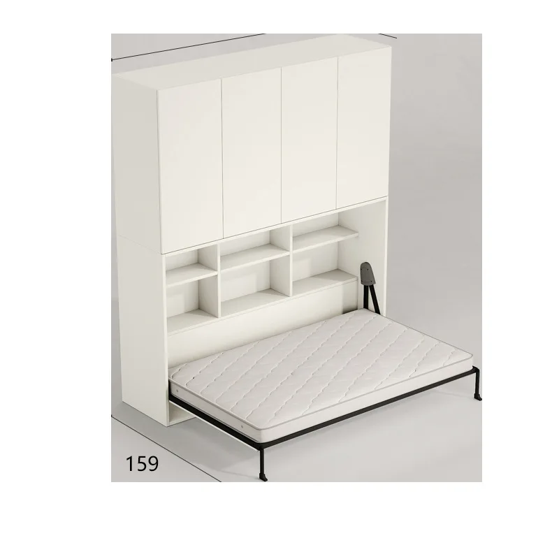 

Modern Design Integrated Folding Wall Bed Multifunctional Rollover Invisible Bed for Small Apartments Studies Hidden Bed Storage