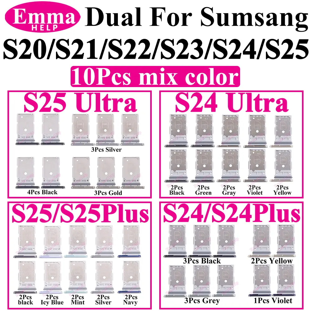 10 шт. держатель слота для лотка для карт SlM для Samsung S23 S24 S25 Ultra S20 S21 S22 Plus S938 S936 S928 S926 S921 S918 S916 S911 S908 G991