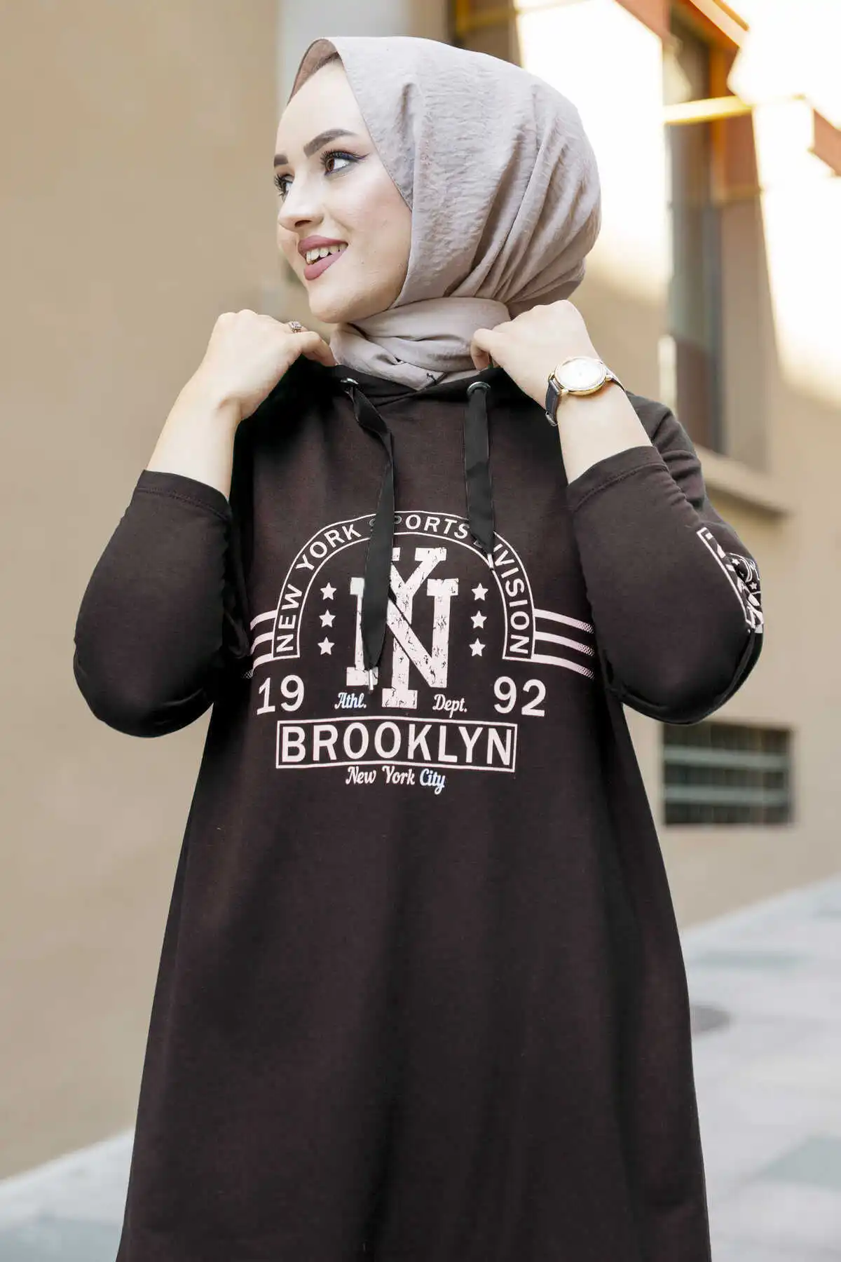 New York Printed Sportswear Tunic NY-Coffee