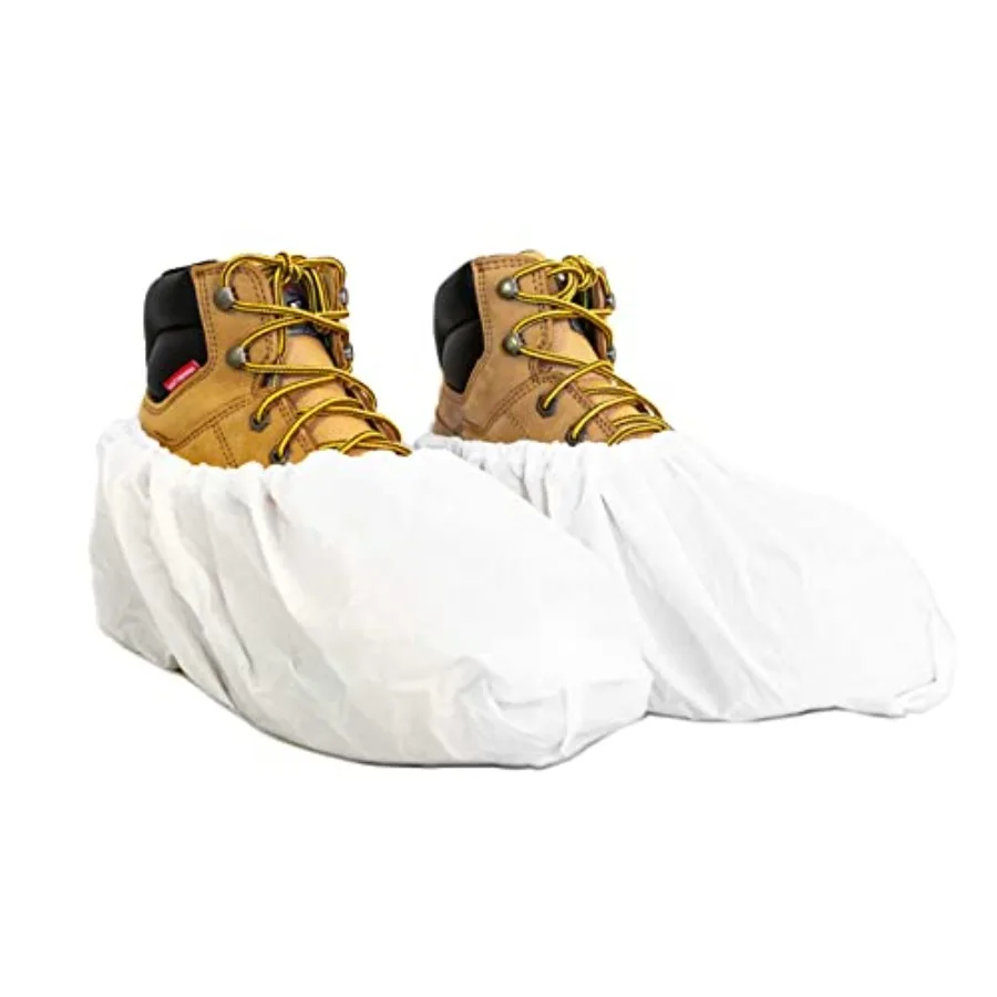 Waterproof Boot and Shoe Covers - Durable, Extra Large, Stretchable Up to Size 14 Work Boot - Dispenser Box Contains 80 Shoe Co