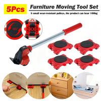 5Pcs/Set Heavy Duty Furniture Lifter Mover Roller with Wheel Bar Moving Device Lifting Helper Furniture Moving Transport Tool