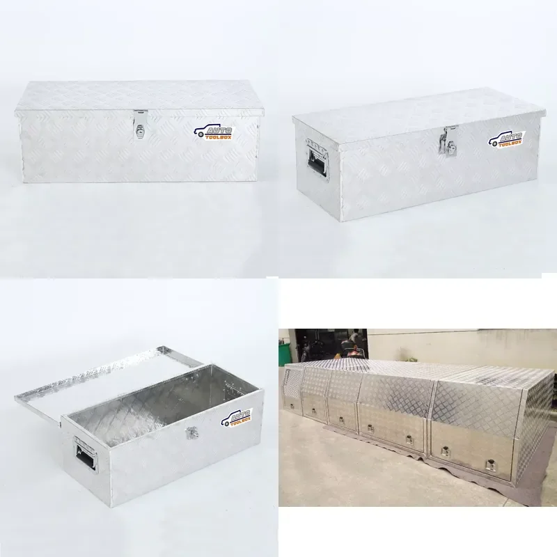 BH-X763325 Aluminum Checker Plate Truck Tool Box Heavy Duty Storage Chest for Pickup Trailer Bed Utility Vehicle Weatherproof