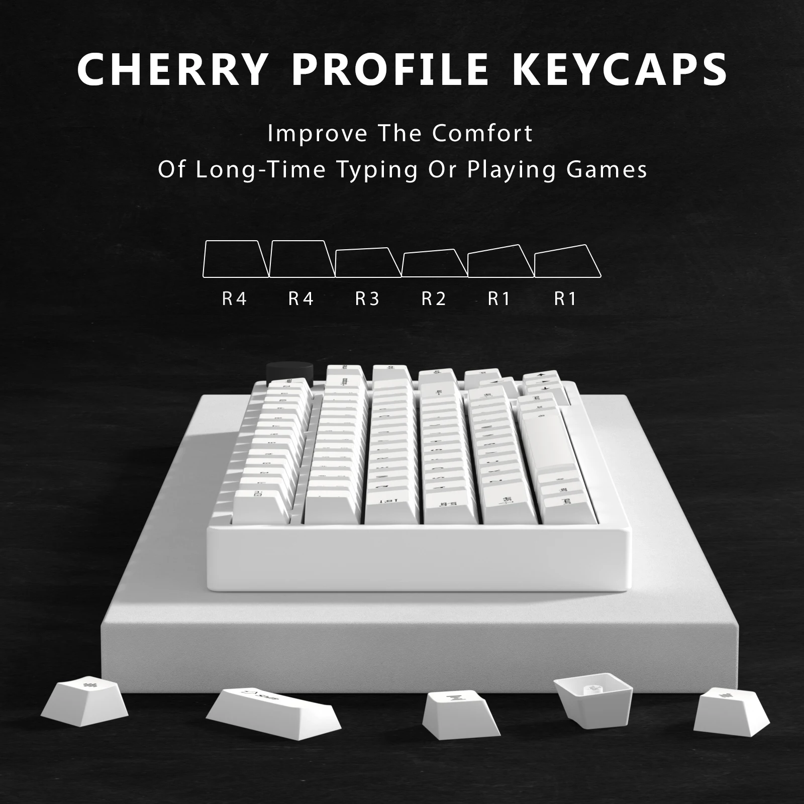 KBDiy Retro GMK Keycaps Minimal White Cherry Profile PBT Keycap Set for Coutom Gaming Mechanical Keyboard 139Keys 60% Key Caps