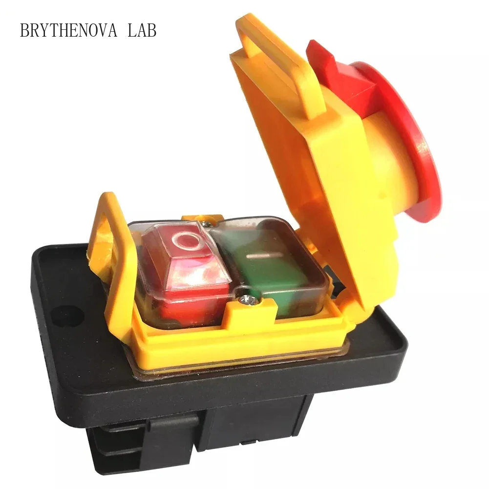 1pc 220V 6 Pins Pushbutton Switch Industrial Waterproof Electromagnetic Button Push Switch for KJD22 for Lathe Machine Table Saw