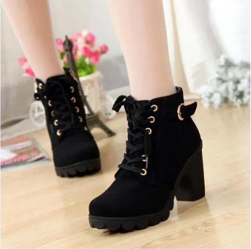 Women High Heeled Ankle Boots Ladies Autumn Winter Womens Shoes High Heels 8.5cm Female Boot Botas De Mujer Plus Size 2024