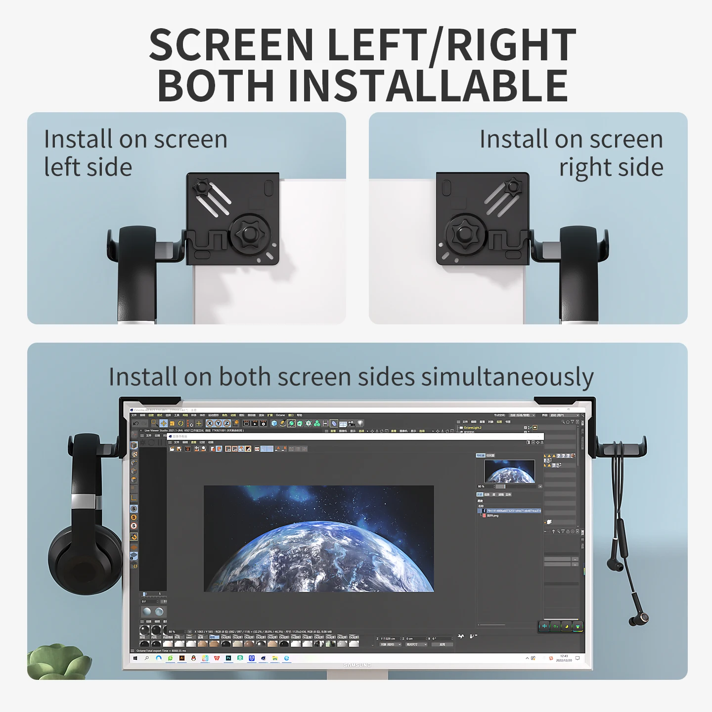 Regulowany uchwyt na słuchawki z mocowaniem na biurko, oszczędzający miejsce, wieszak na słuchawki do gier i biura. — zdjęcie produktu 5