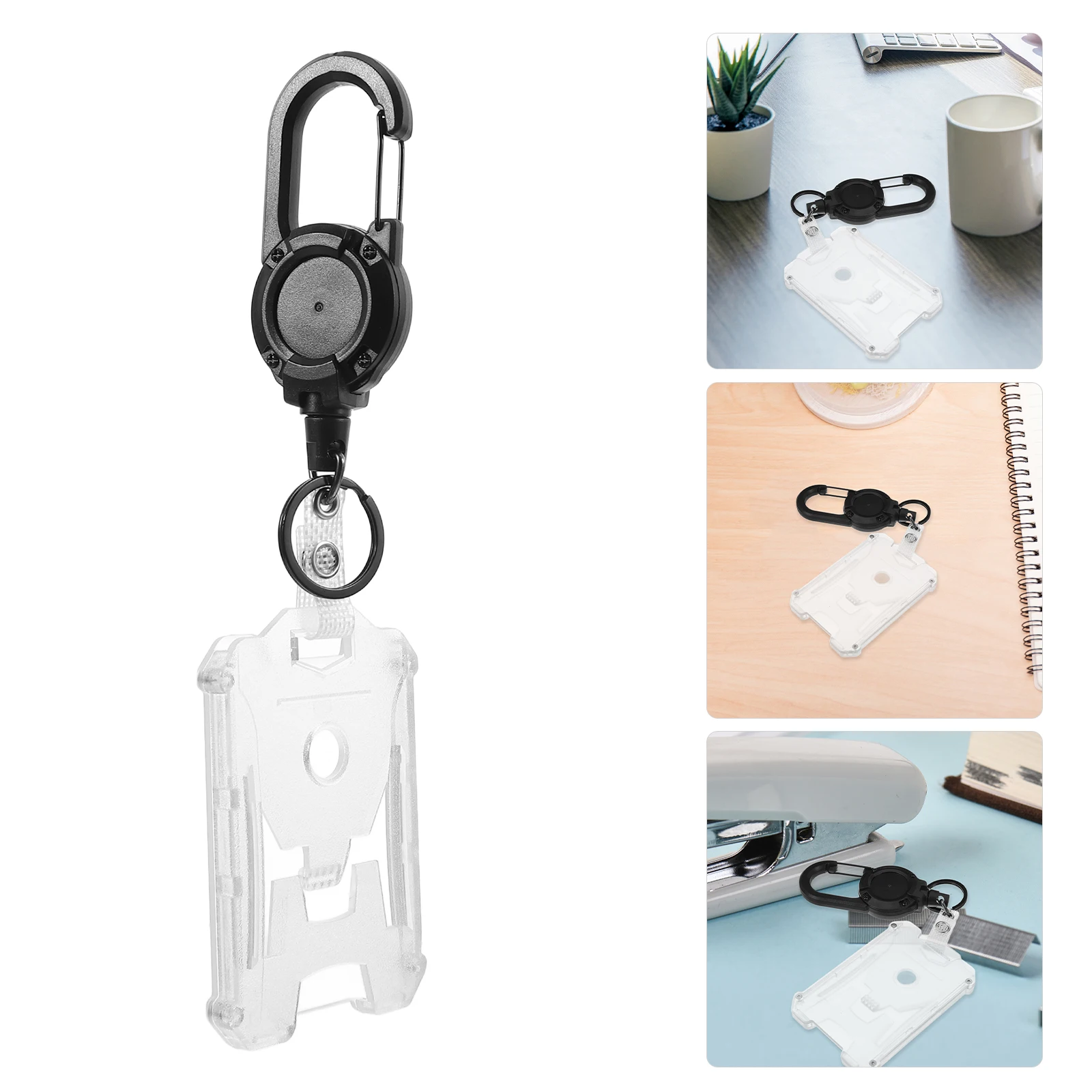 

Heavy Duty ID Card Holder Transparent Protective Sleeve for Badge Credit Cards ABS PC Materials Retractable Clip Lanyard Nurse