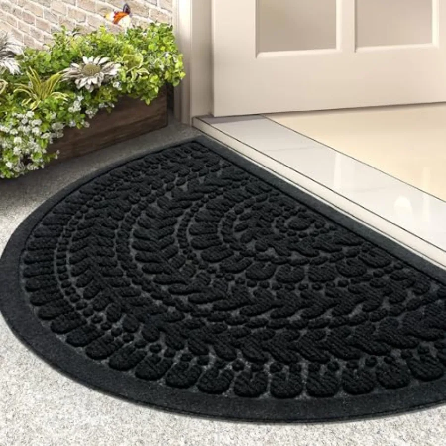 Half Circle Welcome Door Mat for Indoor Outdoor Use