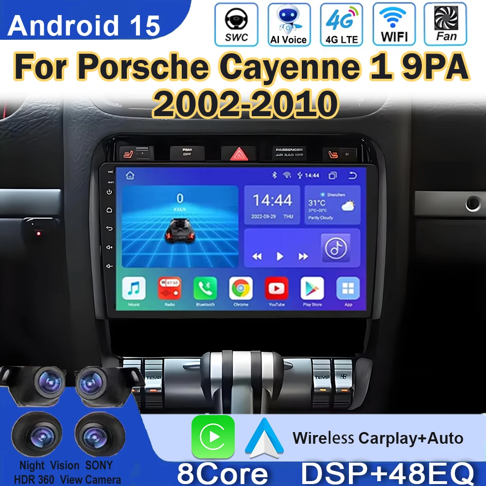 أندرويد CarPlay أندرويد راديو تلقائي لبورشه كايين I 1 9PA 2002- 2012 4G سيارة الوسائط المتعددة لتحديد المواقع والملاحة QLED وحدة رأس الشاشة #1