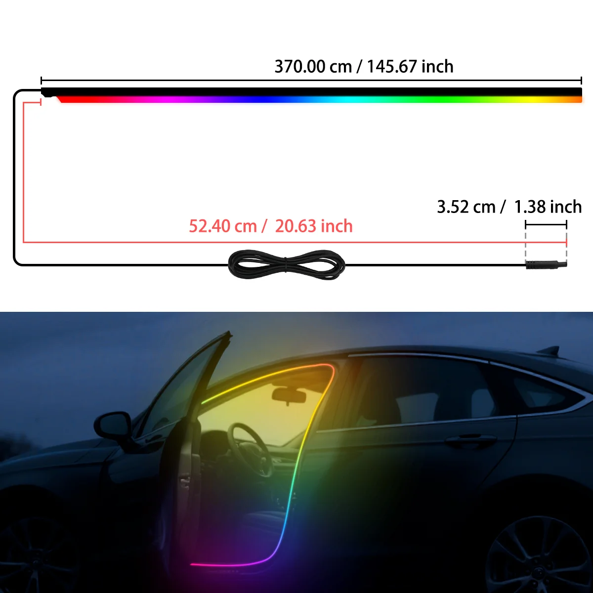 1/2-in-1 110cm 140cm Acryl Auto-Innenbeleuchtung LED-Lichtstreifen APP Fernbedienung USB Ambientebeleuchtung Neon-Atmosphärenlampe Dekoration