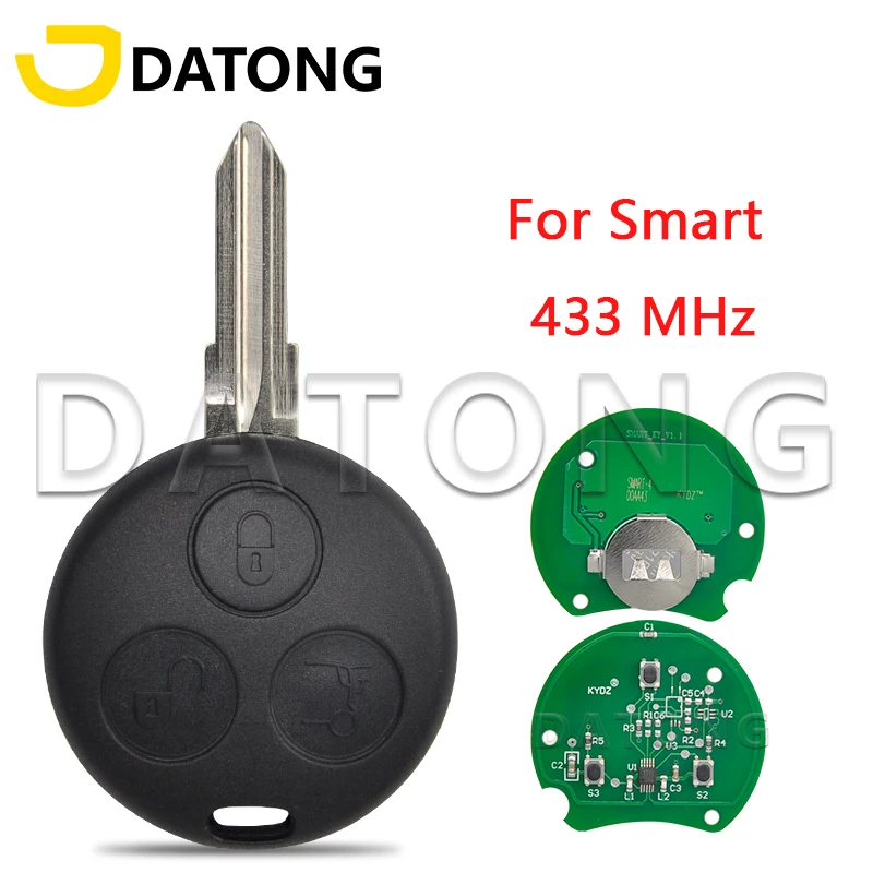 Datong World Car Remote Control Key For Mercedes Benz Smart Fortwo 450 Forfour City Coupe Roadster 433 Mhz Replace Smart Key
