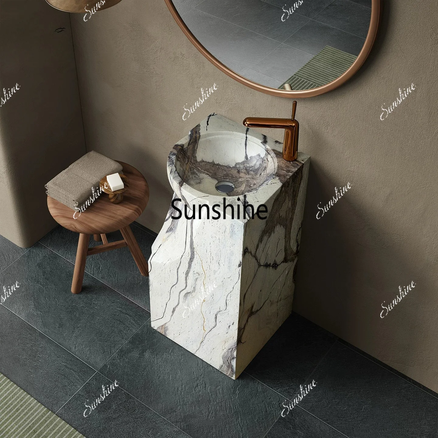 Retro floor washing table small apartment bathroom household