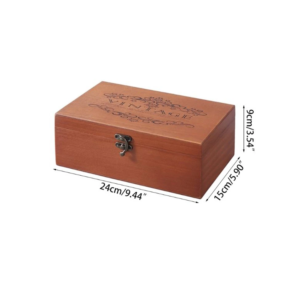 Retro Wooden Storage Box Memory Keepsake Letter Treasure Chest Lockable DIY Home Supplies For Organizing And Storing