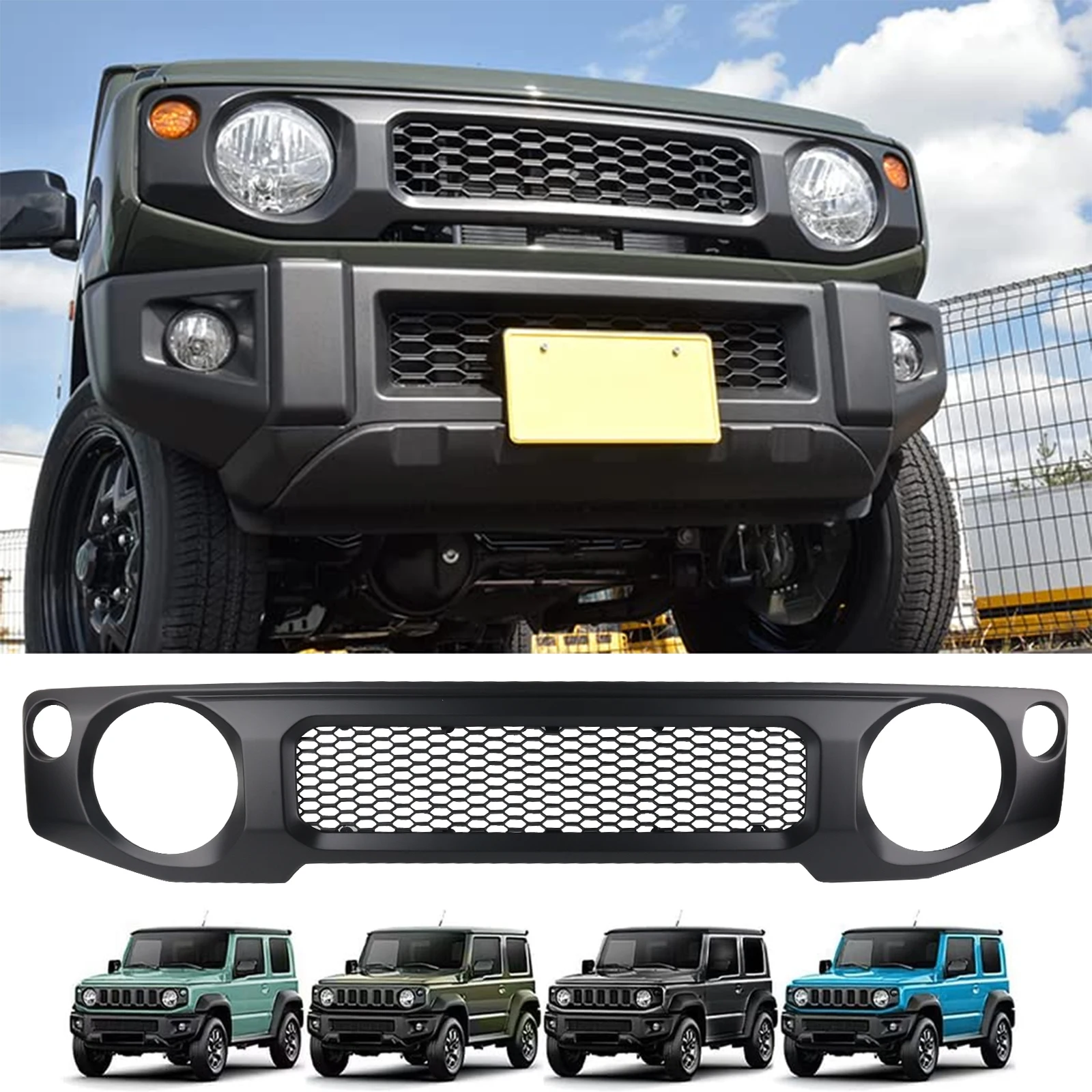 الجبهة شواء شبكة سباق الشوايات المصد الأمامي شبكة مصبغة اكسسوارات السيارات لسوزوكي جيمي JB74W / JB64W 2019-2024