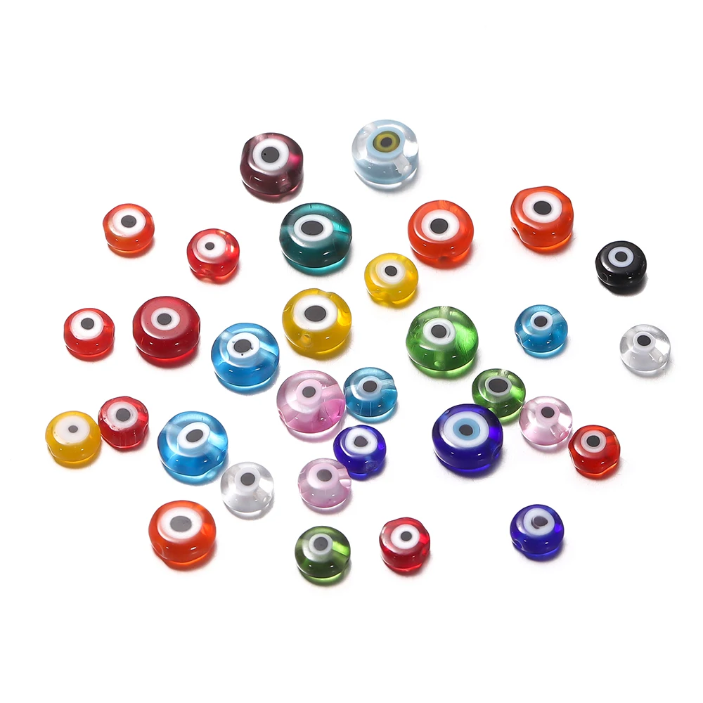 

20-30pcs/lot 6mm 8mm Oval Beads Evil Eye Glass Spacer Beads for Jewelry Making DIY Handmade Earring Bracelet Accessories