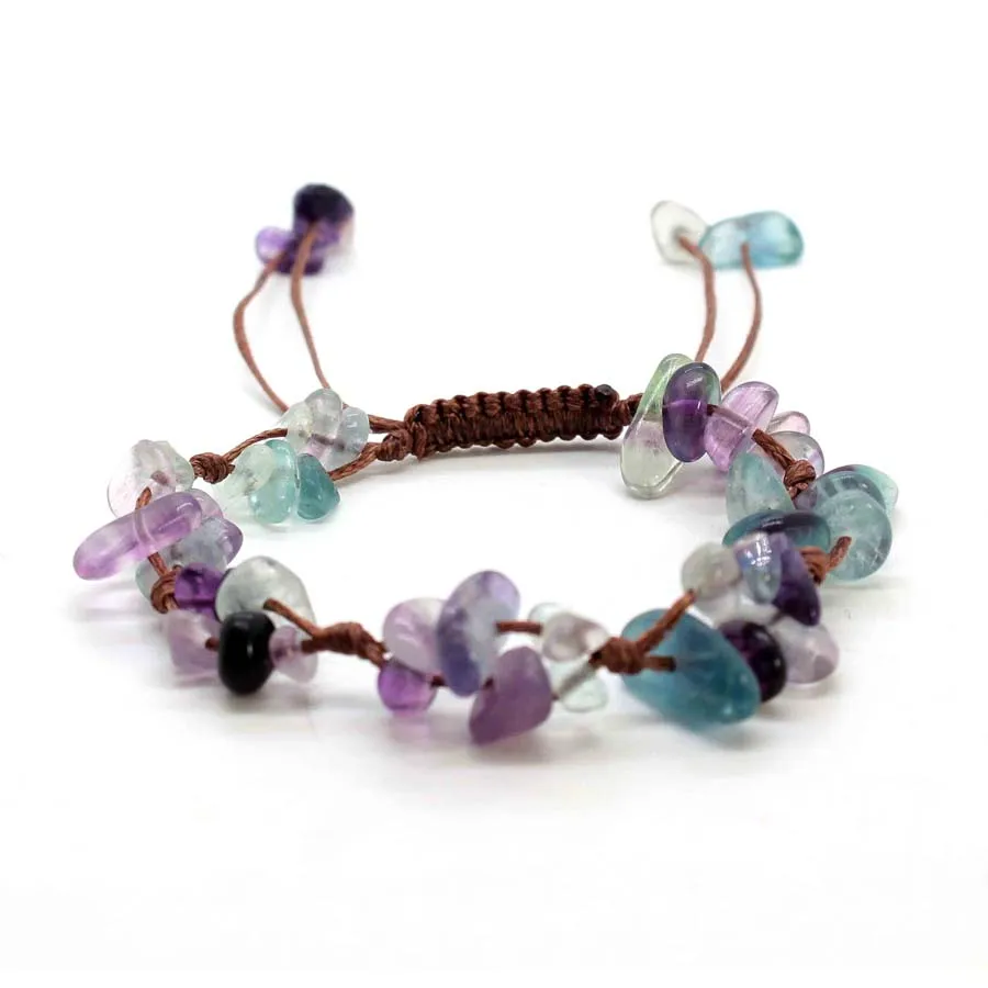 Macrame Crystal Chip Stone Braided Bracelet, Adjustable