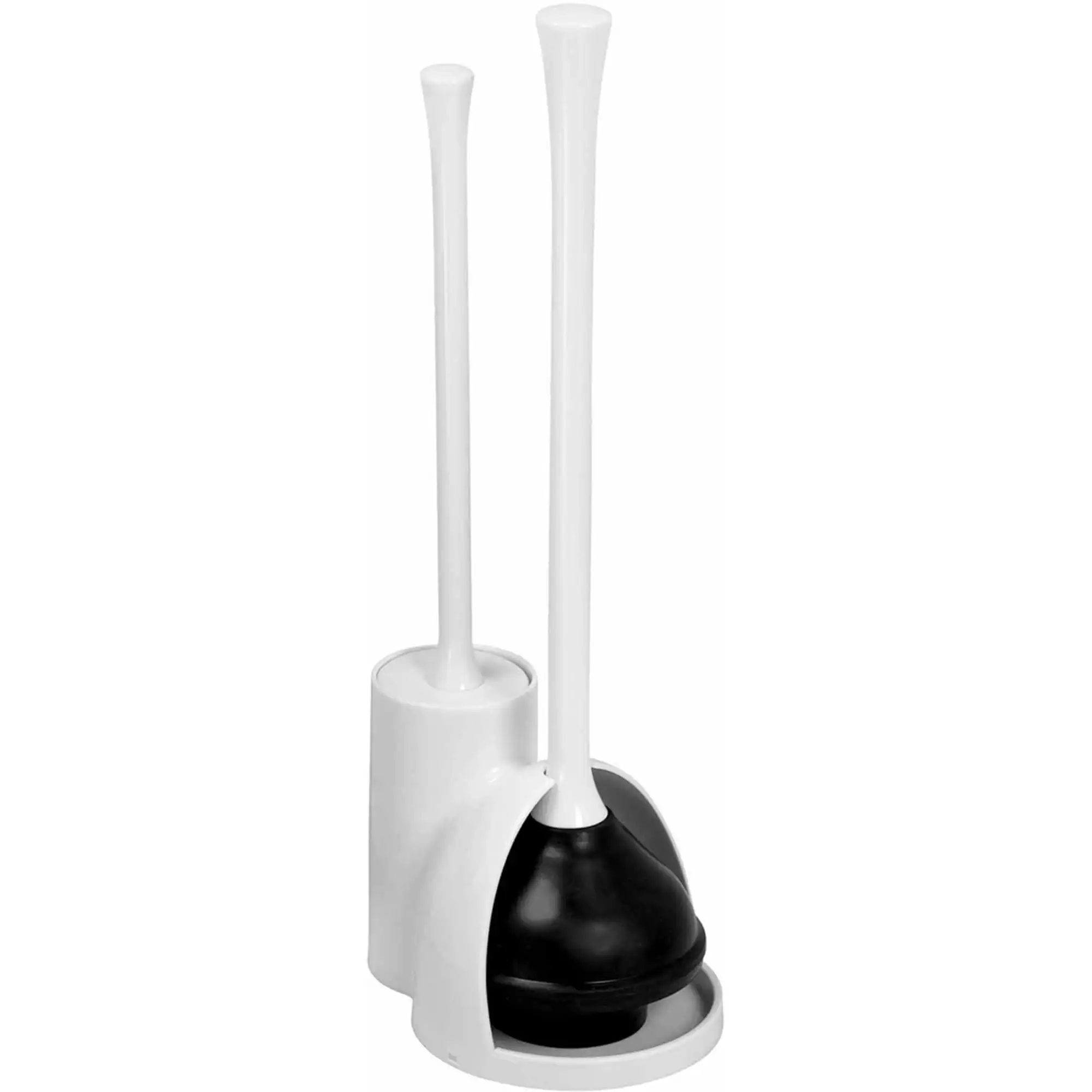 

iDesign White Una Slim Toilet Bowl Brush and Plunger Set for Bathroom Storage