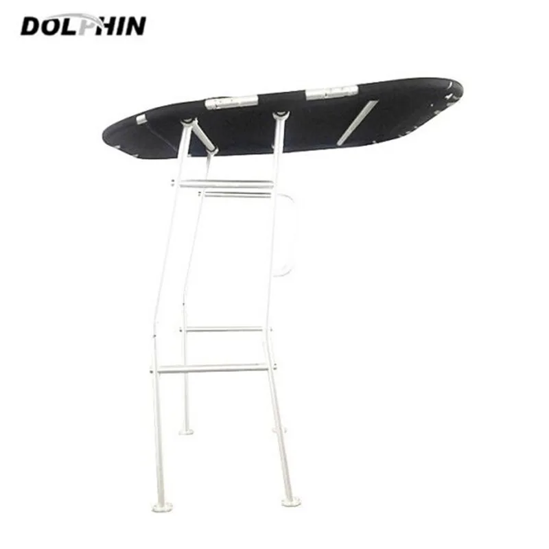 Dolphin Upgraded Pro T Top with Grab Handles, Aluminium Tube Boat T Top with Black Canopy