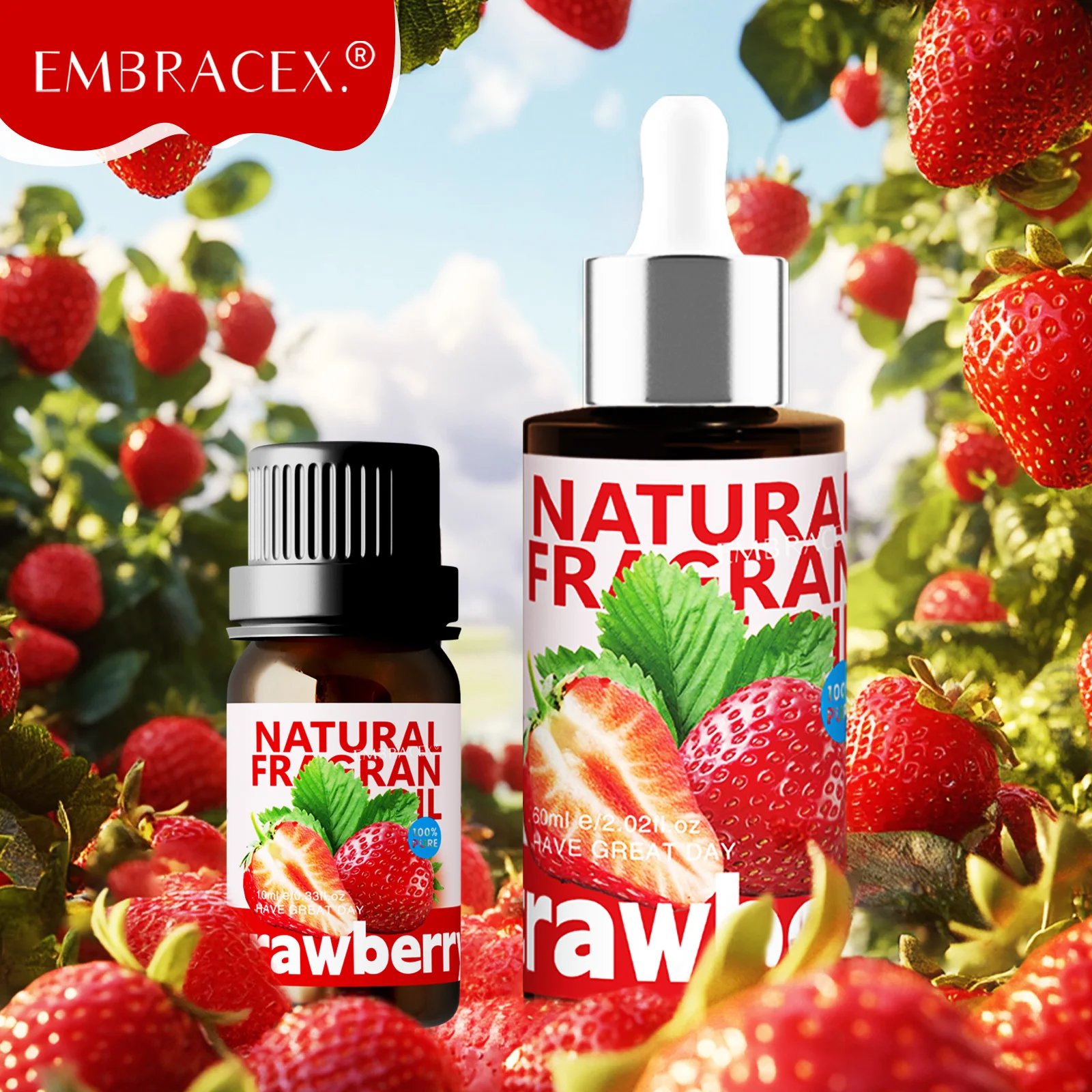 10ml+60ml Essential Oils Strawberry Perfume Sweet And Fresh Aroma Fragrance Car Aromatherapy Long Lasting Fragrance