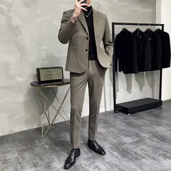 F680234 Thick woolen casual groom suit men's suit Korean version slim British style handsome dress