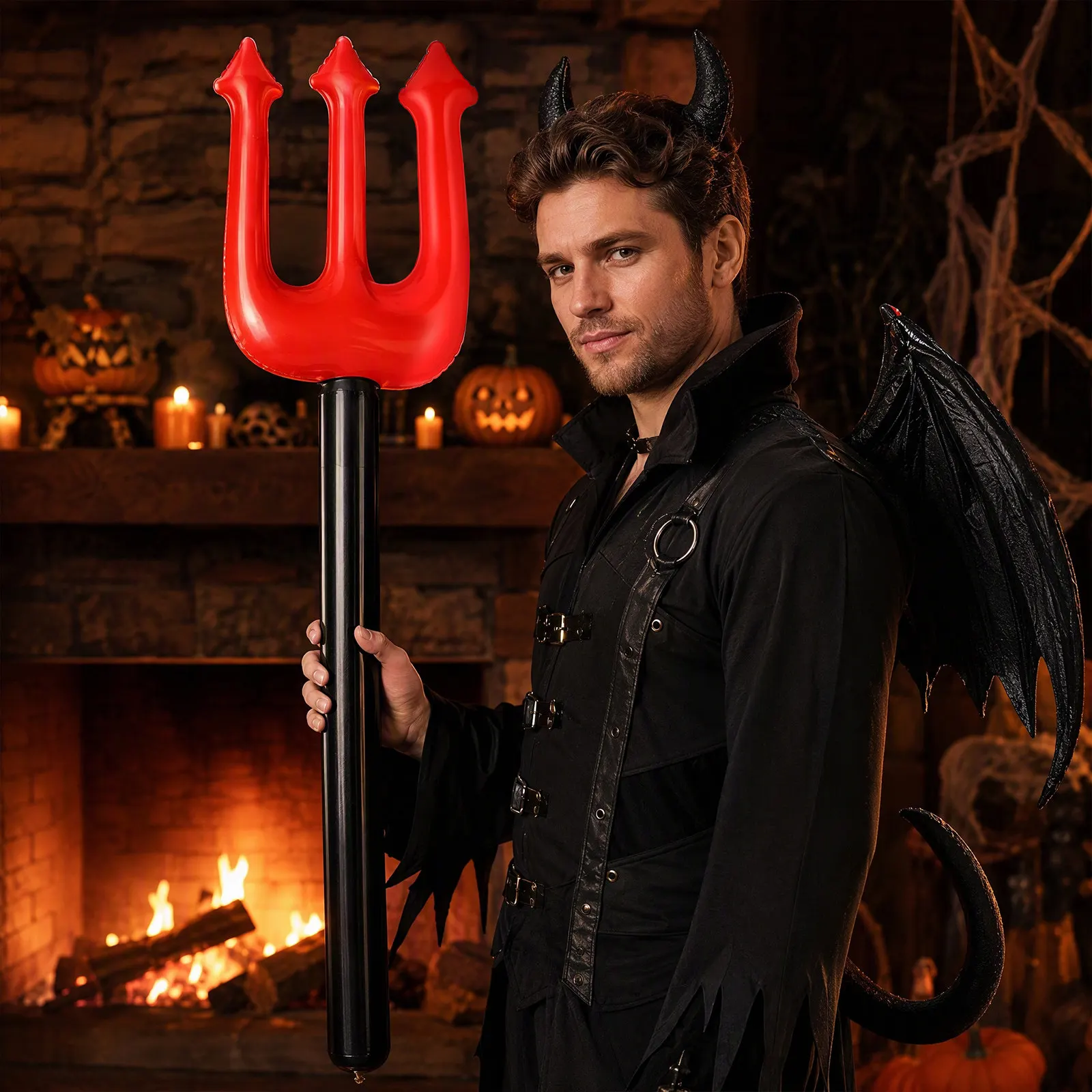 1pcs Plastic Balloon Devil Fork Red Pvc Durable Halloween Party Favor Cosplay Accessory Long Fun Party Decoration