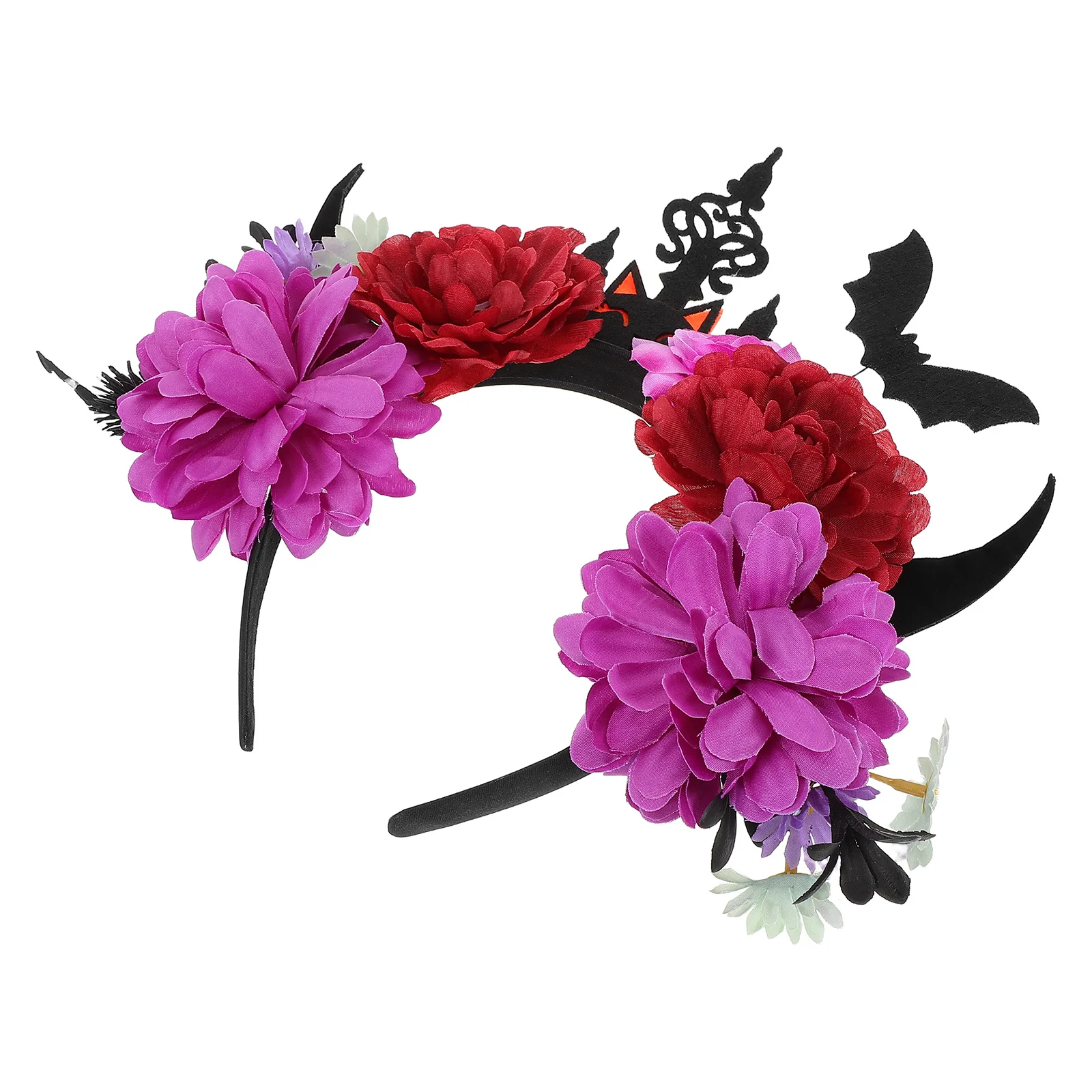 قرون عقال الهالوين مع تصميم زهرة الخفافيش للحفلات التنكرية، إكسسوار أزياء للنساء والفتيات