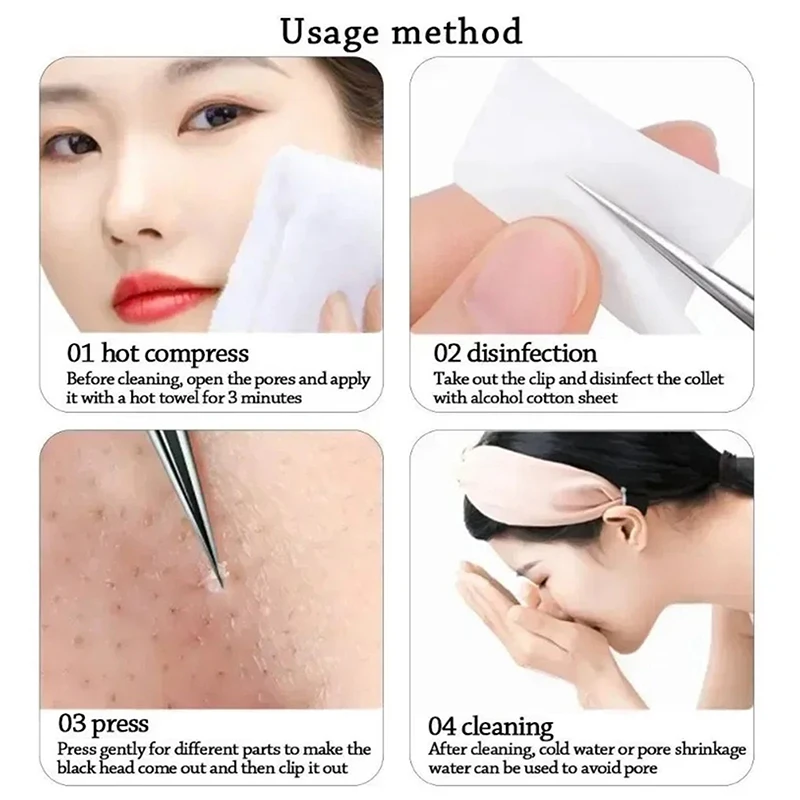 3pcs/box No. 5 Acne Blackhead Removal Tweezer Professional Ultra-fine Comedone Extractor Beauty Pimple Needle Skin Care Tool