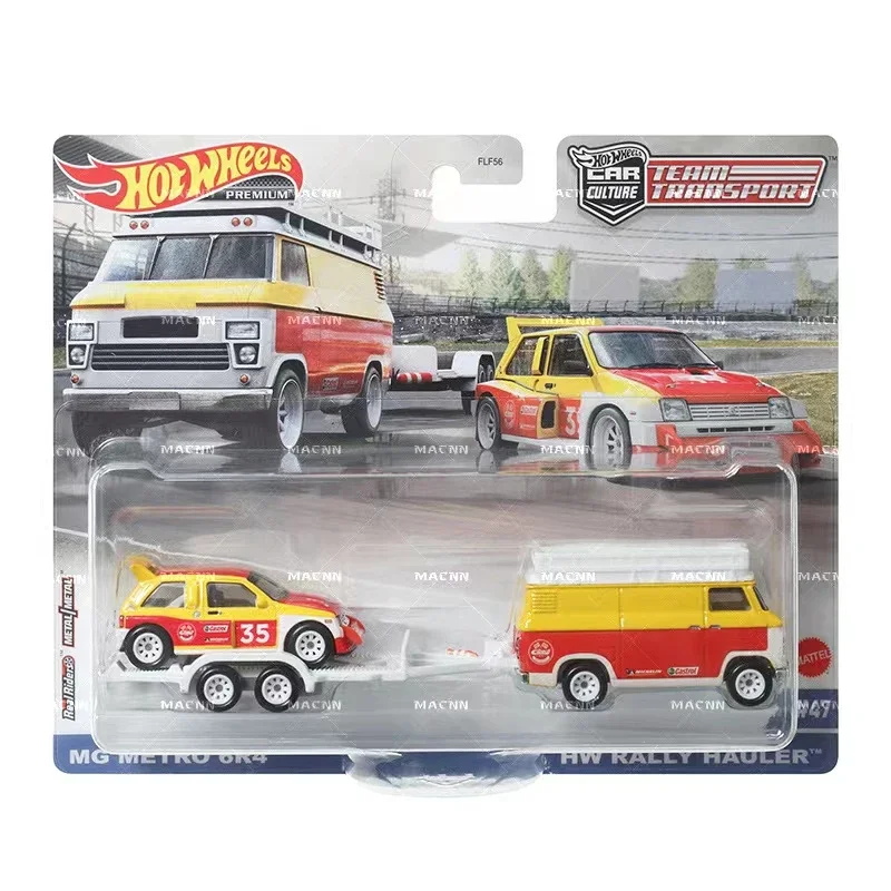 Original Hot Wheels Premium Car Team Transport 1/64 Carro Metal Diecast MG Metro Ford C-800 Horizon Kids Toys for Boy Collection