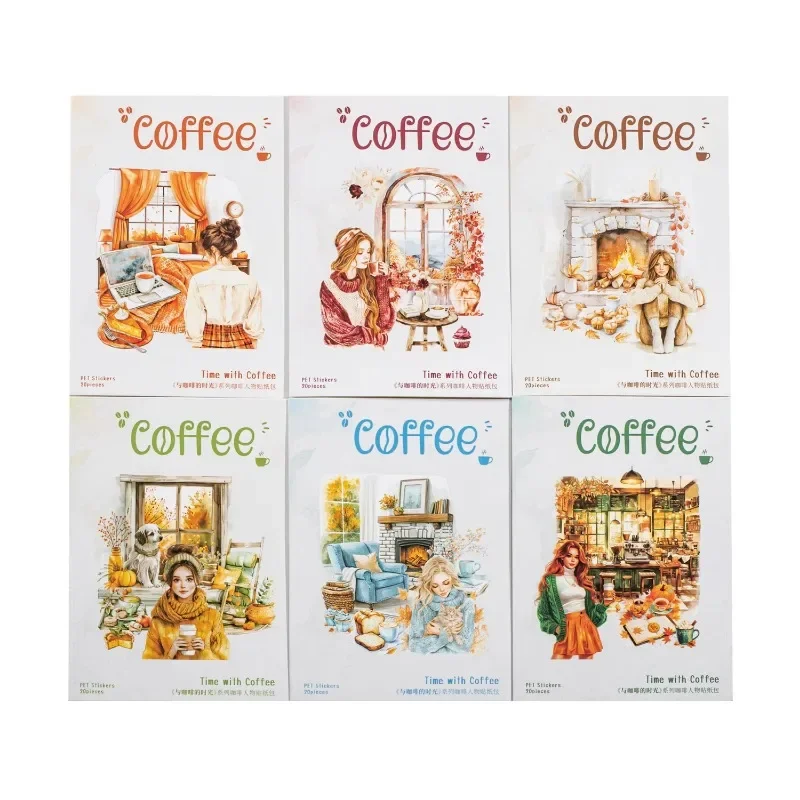 20Pcs Stickers Moment with Coffee Characters Handbook Material Stickers Adhesives package Stationery Scrapbook 153*102mm