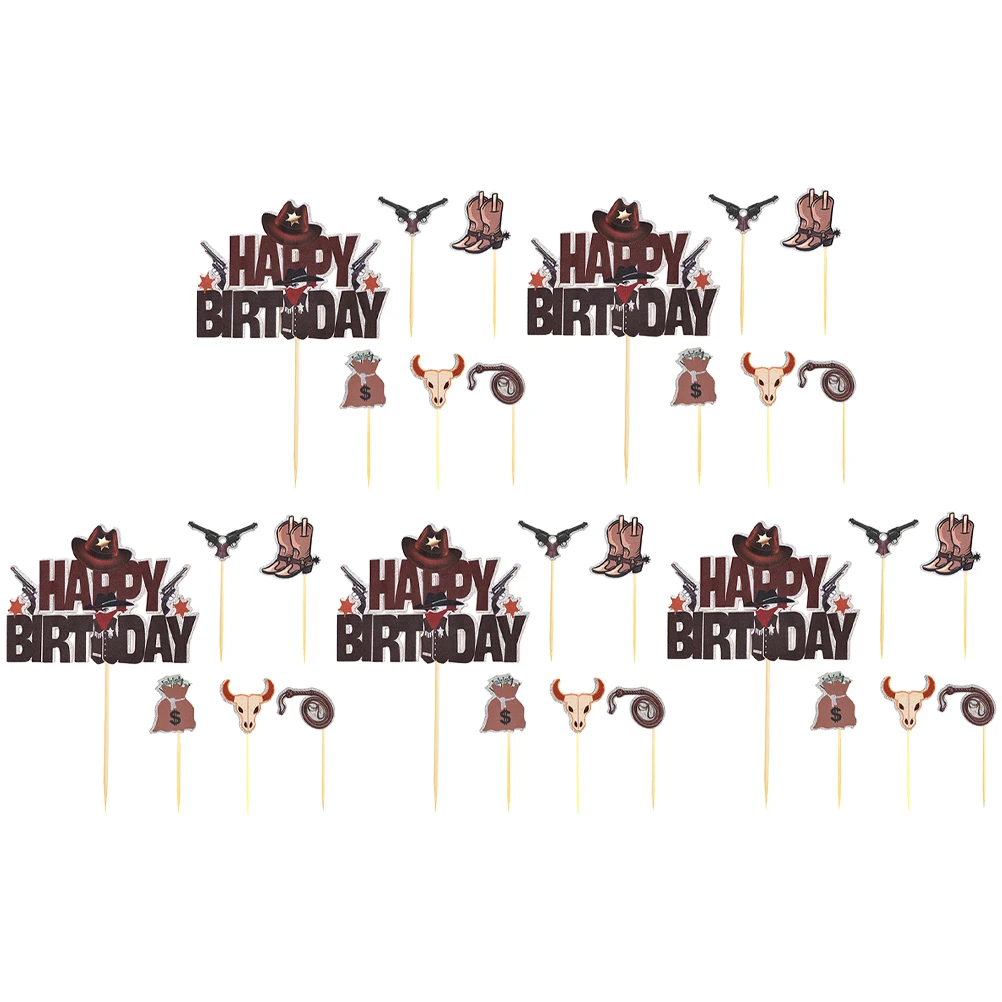 

30 Pcs Birthday Creative Topper For Cupcake Decorations Western Theme Party Cake Toppers DIY Picks Cupcake Decor Bright Color