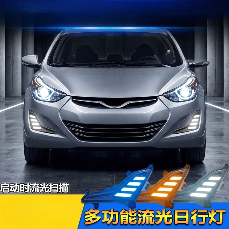 Led Daytime Running Light Dymanic Flowing Turn Signal Front Fog Lamp For Hyundai Elantra 2014 2015 2016 Modification Accessories
