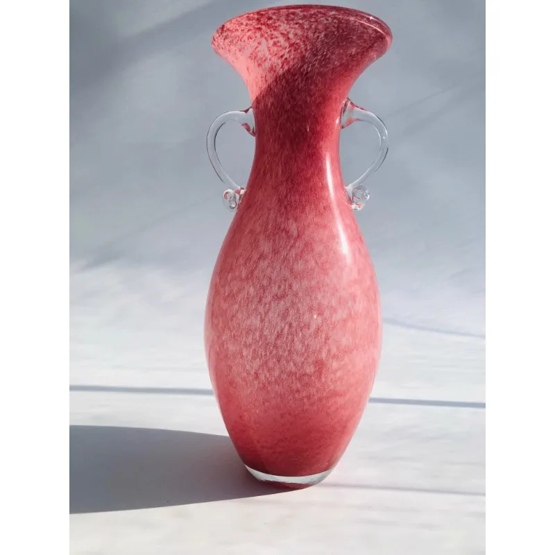 Medieval vase French binaural retro pink handmade glazed art flower arrangement flower arrangement advanced