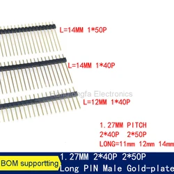 1.27mm 1.27 Single Double Row Male 1X40P 2*50P Breakaway PCB Board Pin Header Long 11mm 12mm 14MM Connector Strip Pinheader