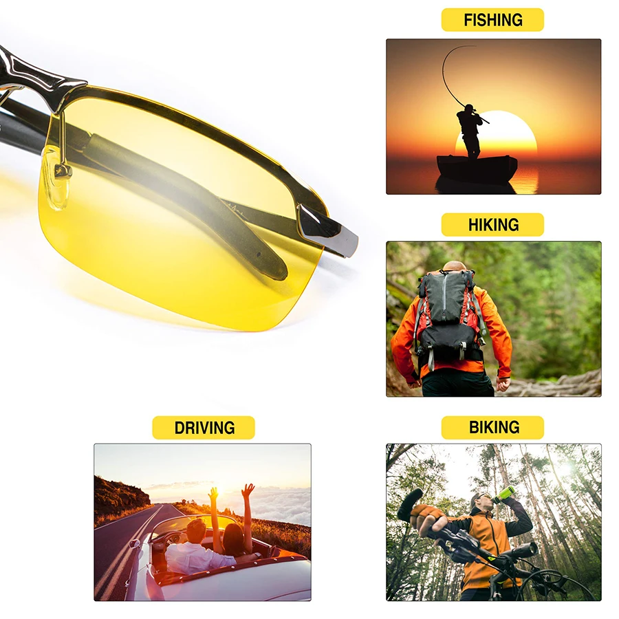 Night Driving Glasses Anti Glare Polarized Anti Glare Nighttime Glasses HD Yellow Tinted UV400 Eye Protection Aviator eyeglasses