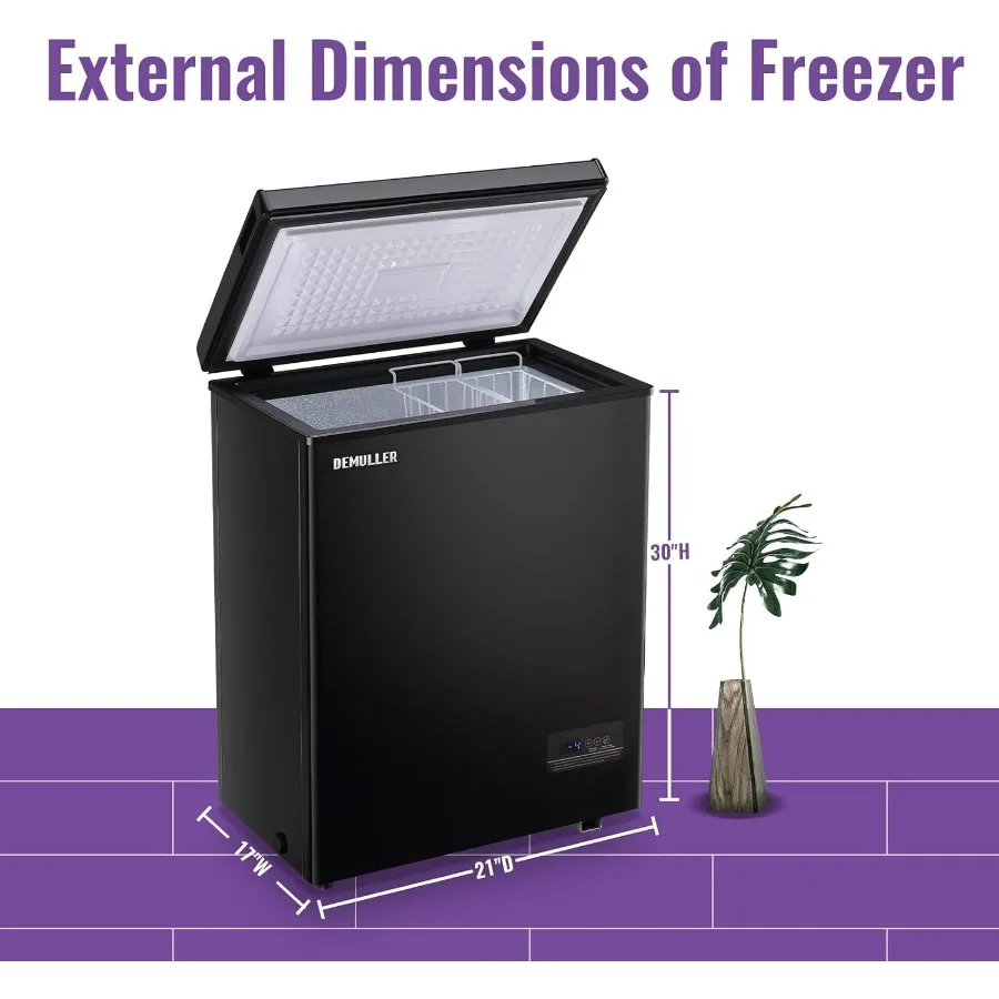 Deep Chest Freezer Mini Free-Standing Top Door Freezer with Electronic Display Screen and Electronic Thermostat for Precise Tem