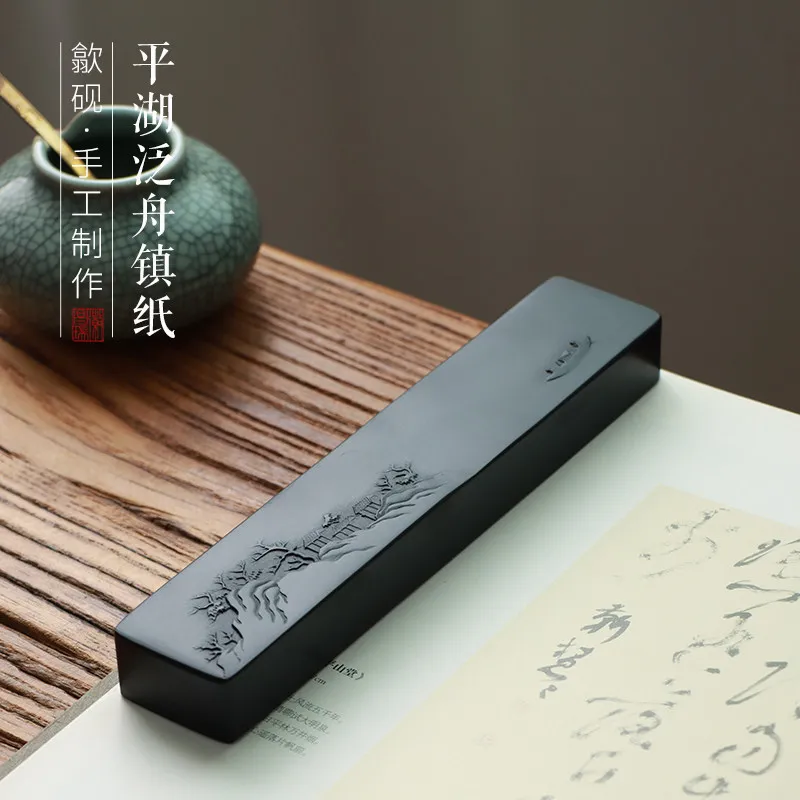 Natural Stone Rectangular Paperweight, 1 Piece Calligraphy Paper Holder, Traditional Chinese Painting Weight for Xuan Paper