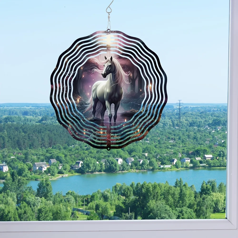 1pc Horse-Themed Wind Spinners Designed for Gardens And Yards, Featuring a 3D Metal Design
