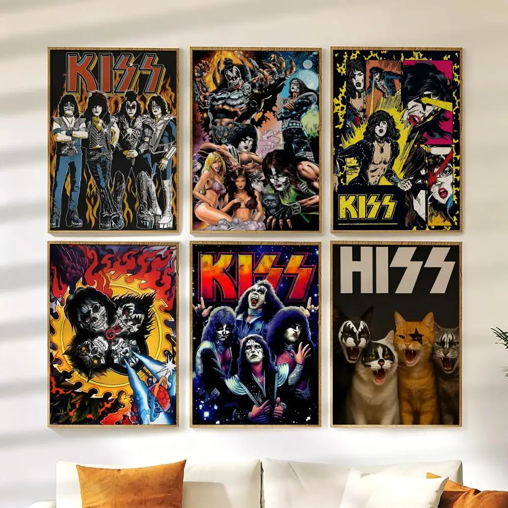 Band K-KISS Poster Wall Stickers HD Painting Self Adhesive Art Decals for Bedroom Living Room Home Decor