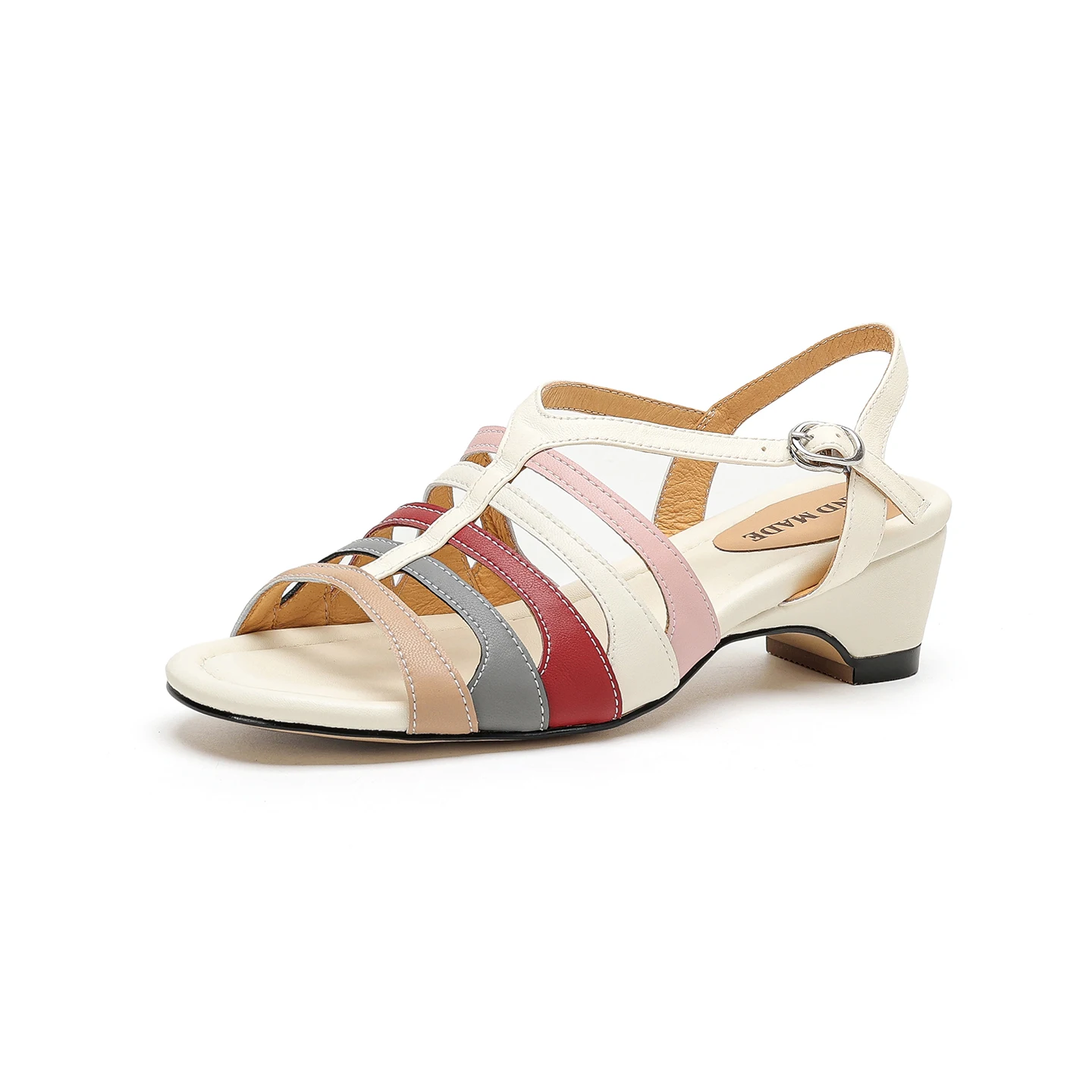 

Genuine Leather Cowhide Women Sandals,Mixed Color Flat Sandals Summer Fashion Party Womens Shoes