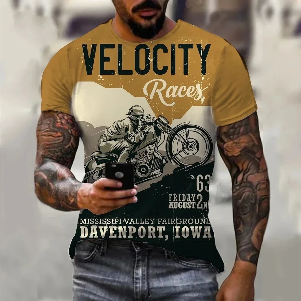 الصيف دراجة نارية طباعة الرجال تي شيرت الهيب هوب الجماجم موتور الشارع الشهير فضفاضة قصيرة الأكمام بلايز فاسق تي شيرت الرجال الملابس 6XL #5