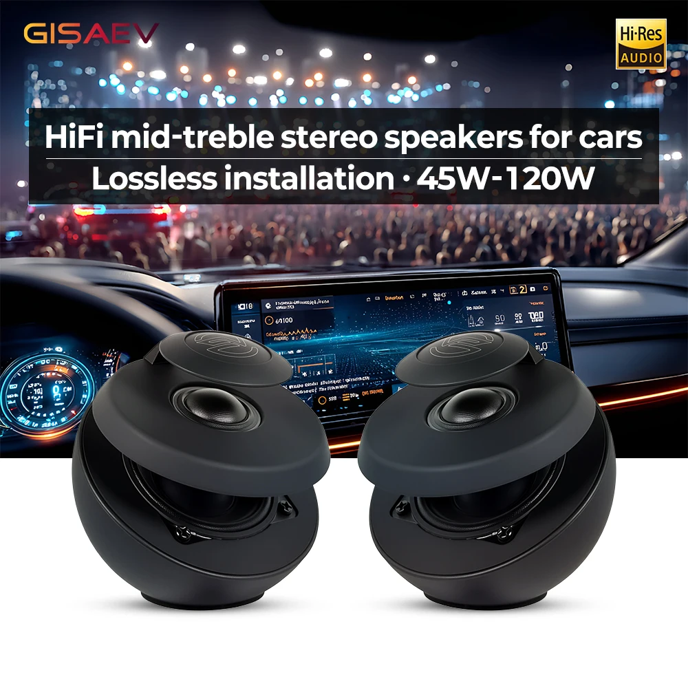 2Pcs High-Fidelity Mid-Treble Stereo Speakers for Cars, Full-Range High-Fidelity Speakers with Lossless Installation