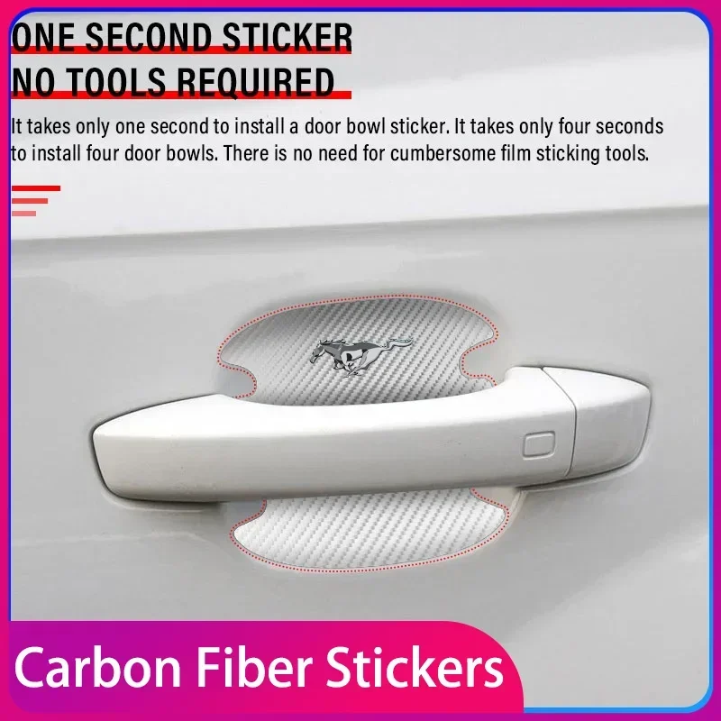 

Carbon Fibre Car Door Bowl Handle Protector 4PCS Anti-scratch Sticker Car Accessories for Ford Mustang Universal Car Accessories