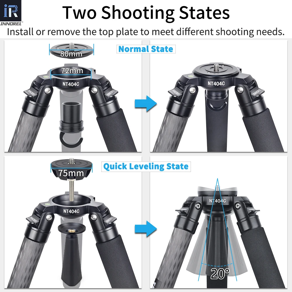 INNOREL NT404C Professional Heavy Camera Tripod 40mm Tube 30kg Maxload Bowl Tripod Super Stable Top Bird Watching Camera Bracket