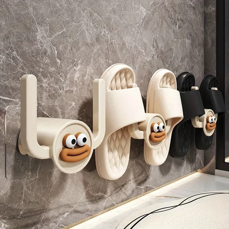

4Pc Cartoon Slippers Hook Bathroom Slipper Rack Shower Storage Organizer Shoe Holder Drainage Stand for Bathrooms and Bedrooms