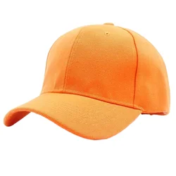 Gorra de béisbol Lisa para hombre y mujer, gorro ajustable de sarga, color naranja, rojo, azul, negro, gris y marrón, 6 paneles